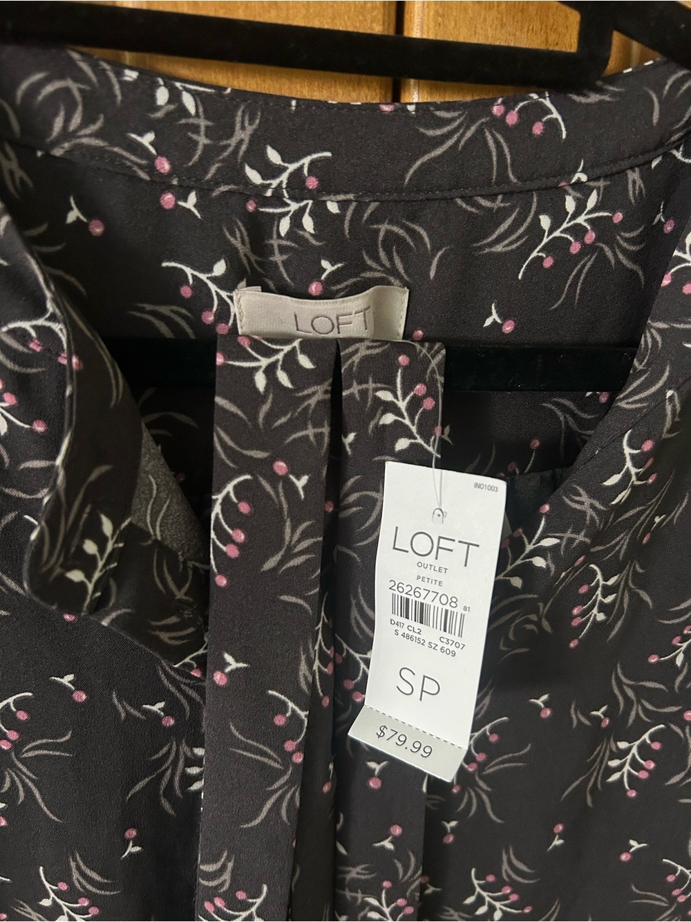 LOFT Black Floral Tie-Waist Mini Dress - Picture 2 of 2